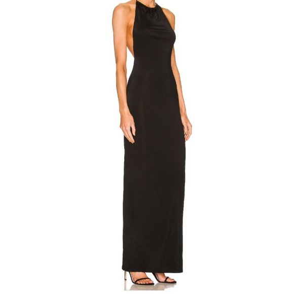 Not Yours To Keep Slinky Jersey Halter Maxi Dress Angel Gown - Picture 1 of 4